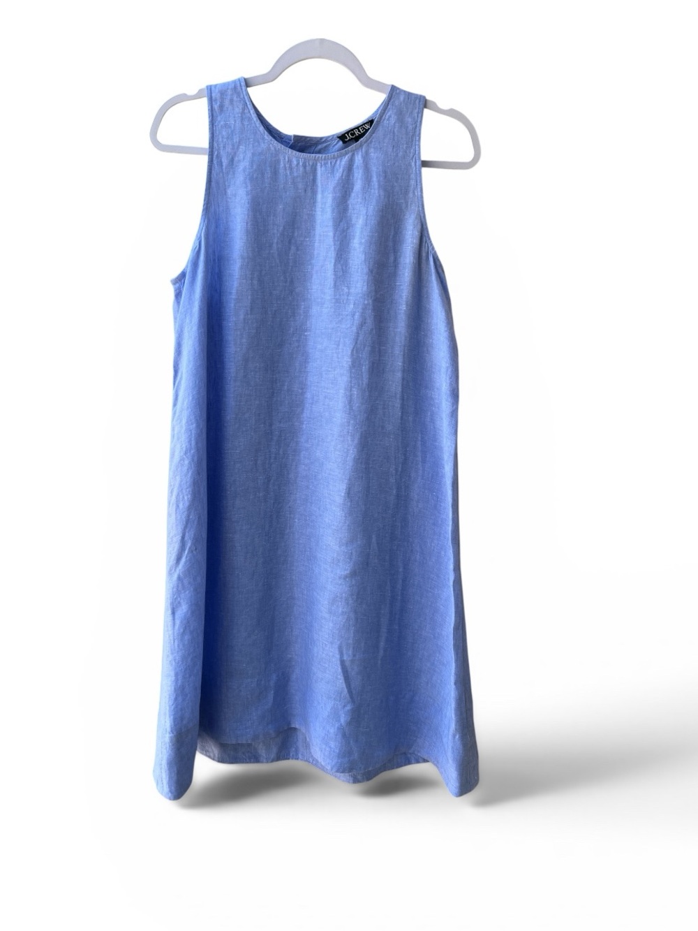 J.Crew 100% Linen Blue Sleeveless Shift Dress MT Medium Tall